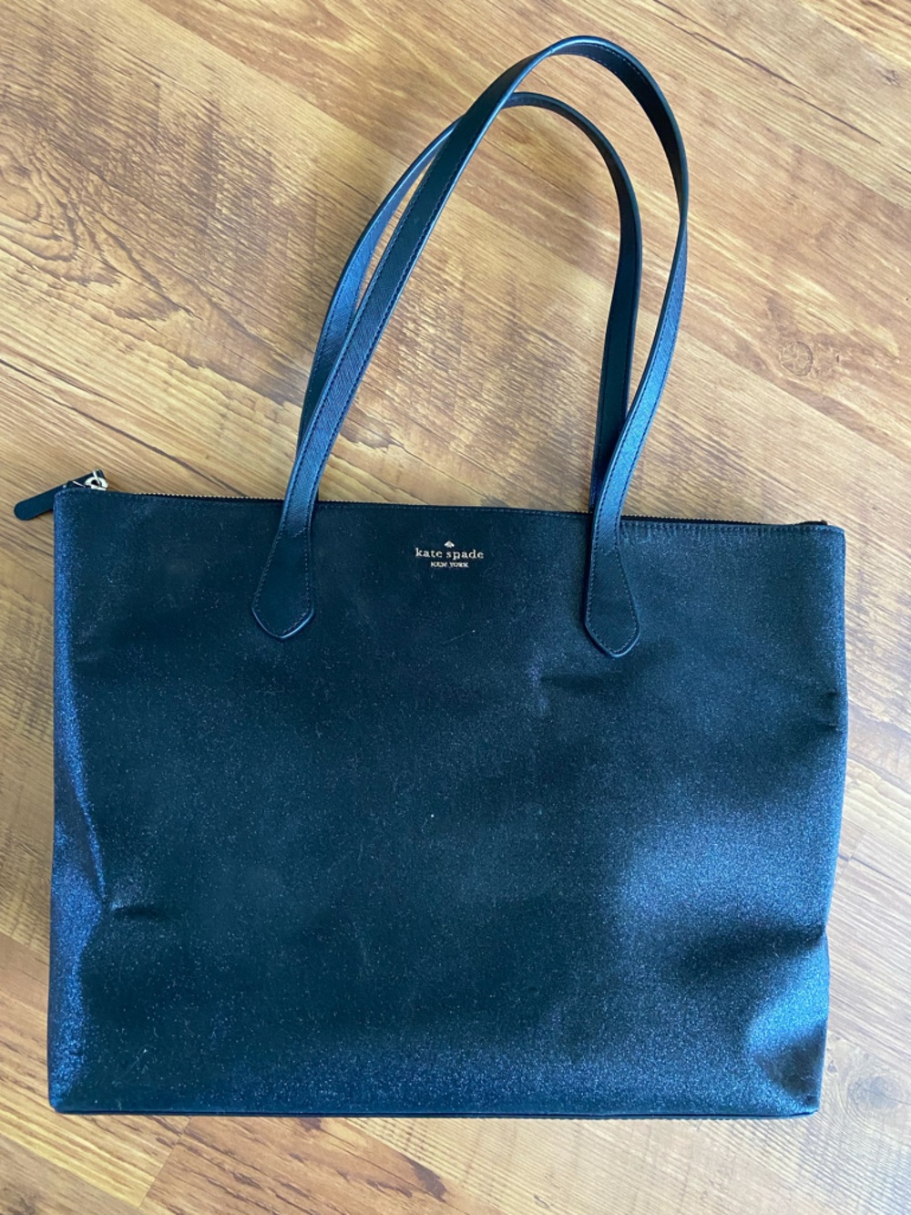 Kate Spade Joeley Black Glitter Zip Top Tote